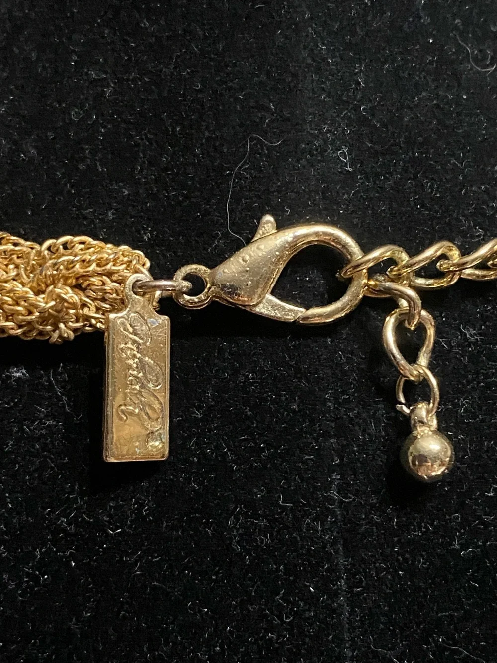 Gold-Tone Necklace with Amber Teardrop Glass Drops